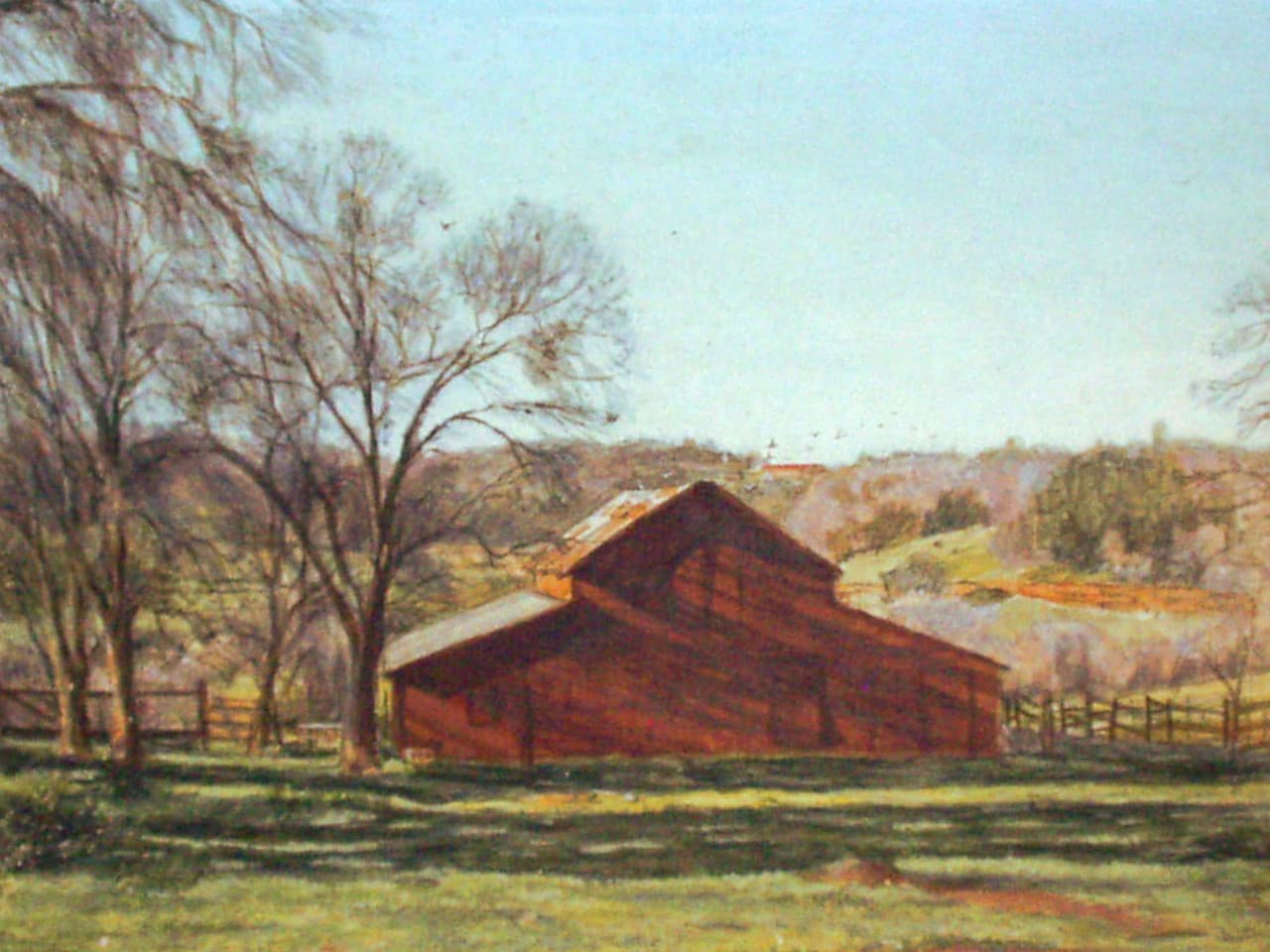 Red Barn in Shadows